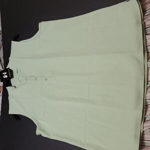 Hawalili Womens Sleeveless Light Mint, Mandarin Collar Top S Polyester Blend New